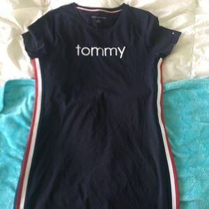 navy blue and white tommy hilfiger bodycon dress